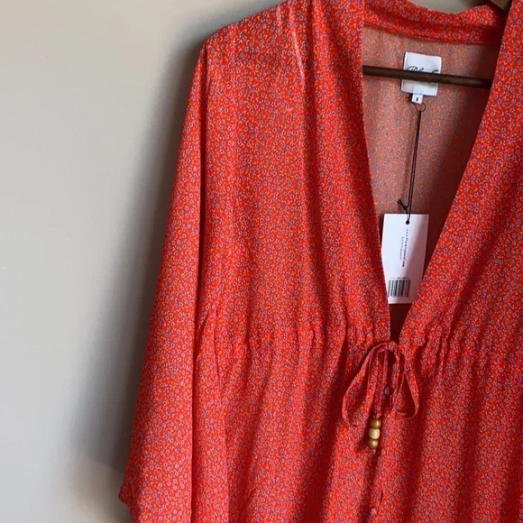 NWT Plush Chiffon Floral Bell Sleeve Kimono Dress Cover Up - Picture 5 of 9